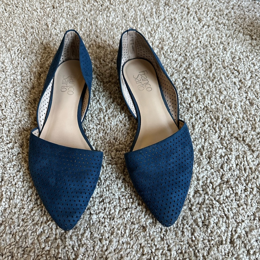 Blue suede flats size 7